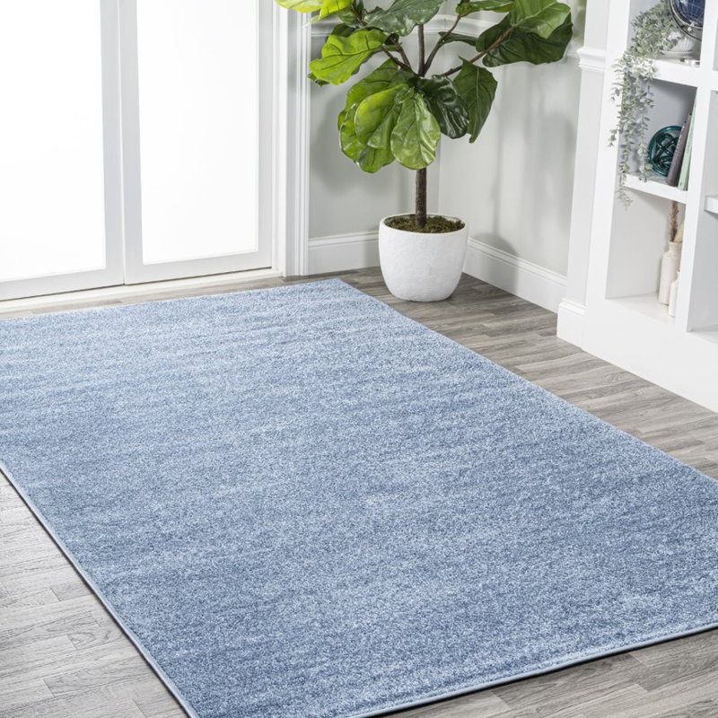 Latitude Run® Asam Solid Low-Pile Classic Blue Rug & Reviews | Wayfair